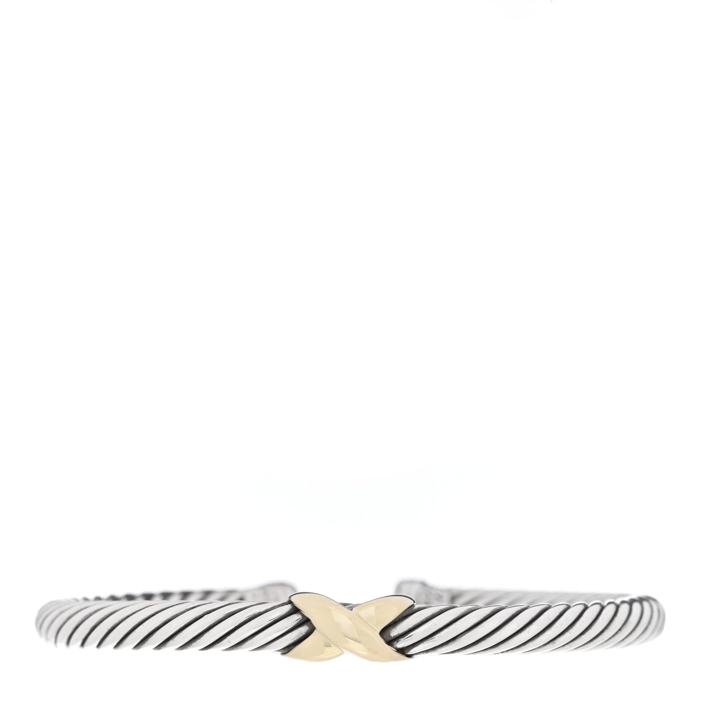 Sterling Silver 14K Yellow Gold 5mm X Station Cable Bracelet