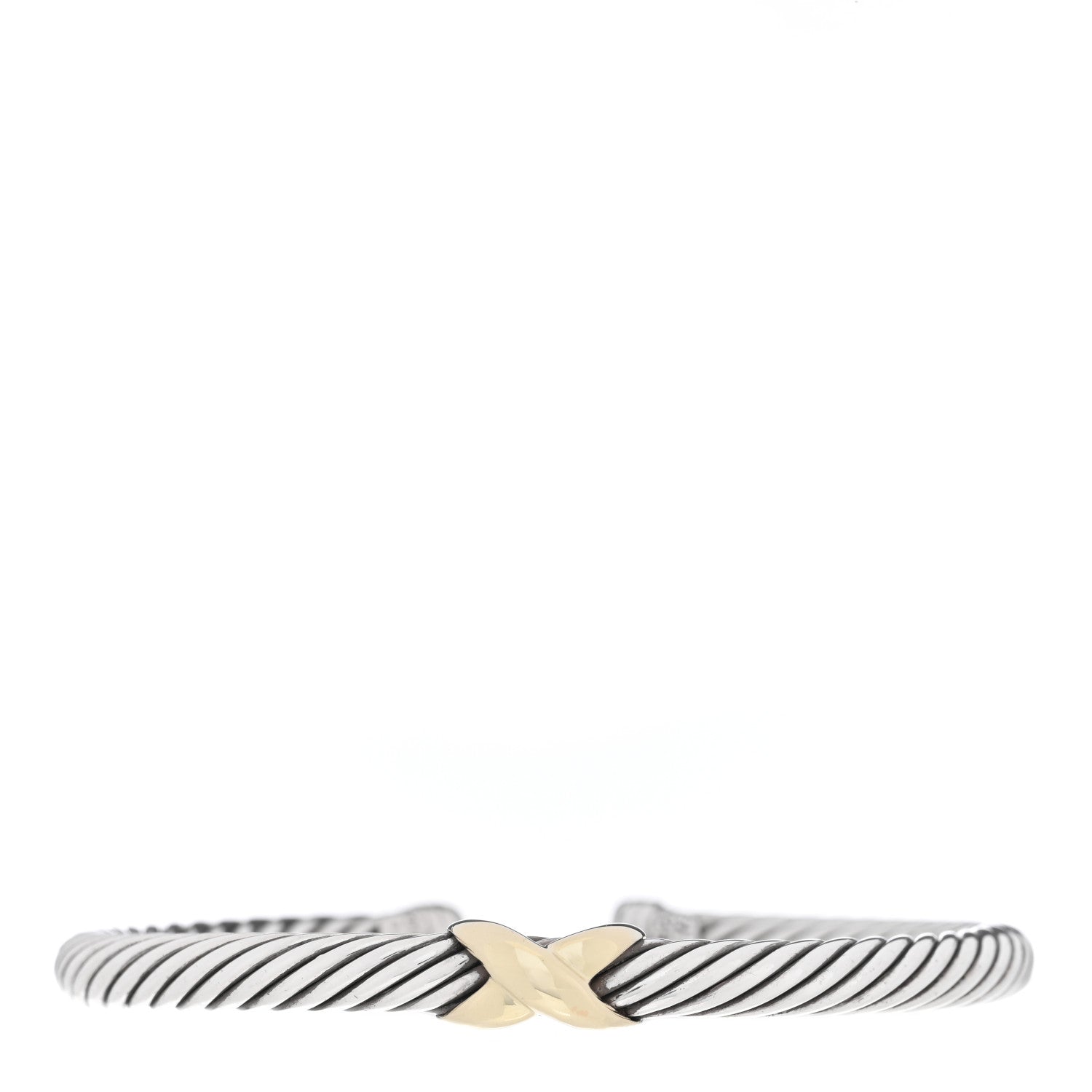 David Yurman Sterling Silver 14K Yellow Gold 5mm X Station Cable Bracelet 1 of 3