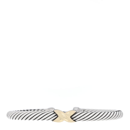 David Yurman Sterling Silver 14K Yellow Gold 5mm X Station Cable Bracelet 1 of 3