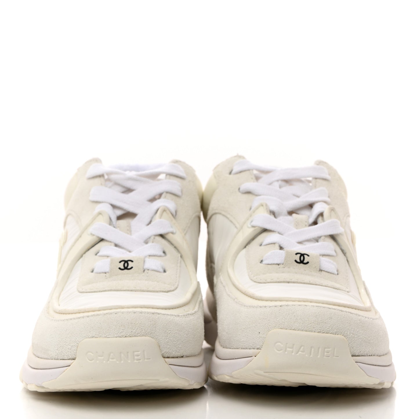 Suede Calfskin Fabric CC Sneakers 37 White