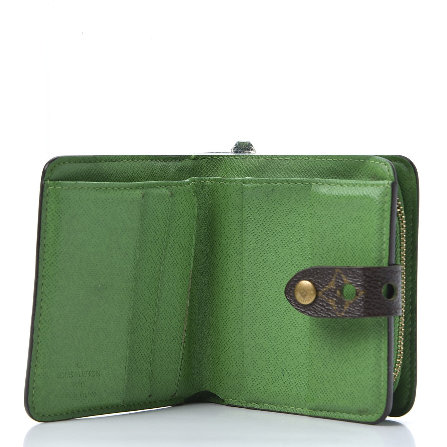 Monogram Perforated Compact Zipped Wallet Green