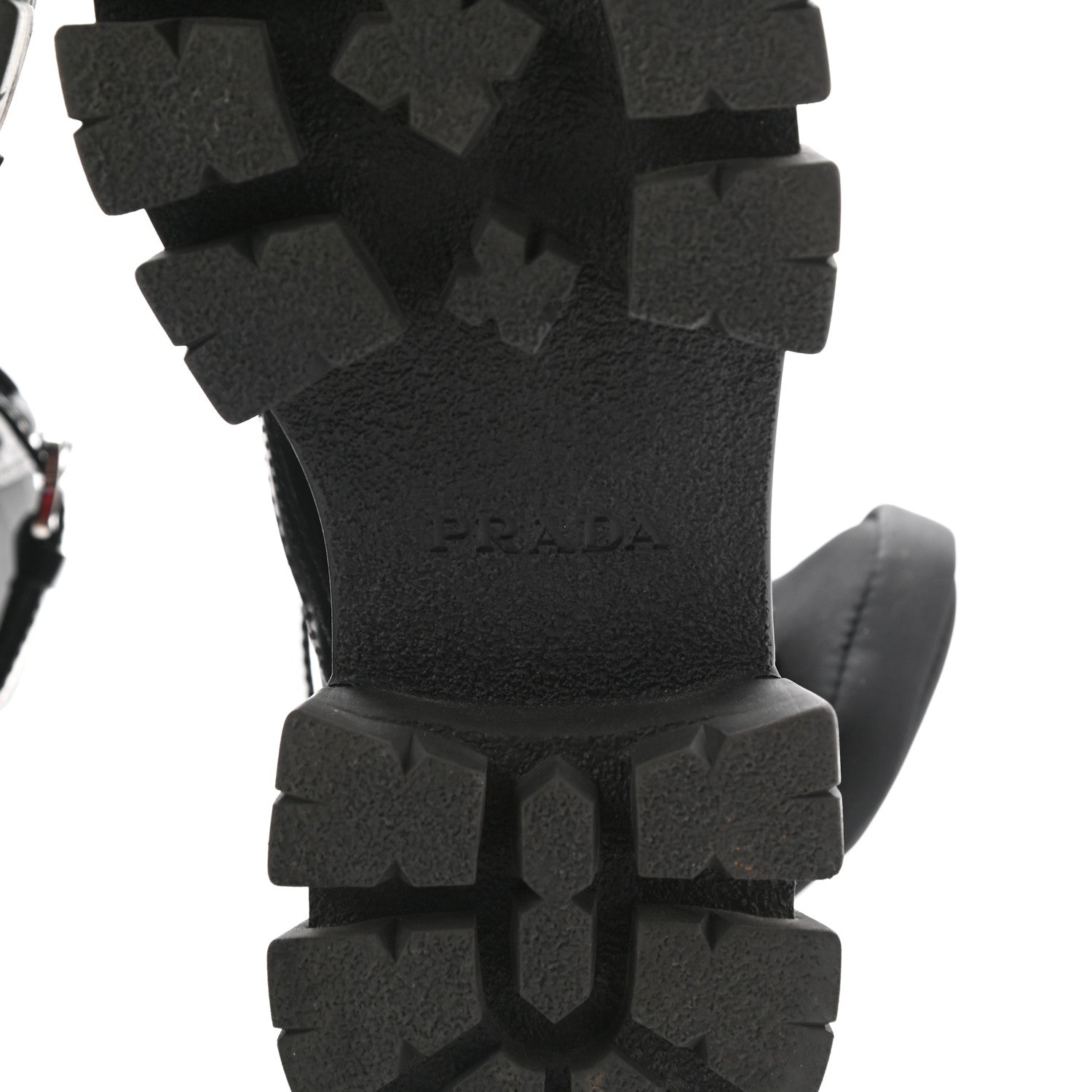 Prada Spazzolato Rois Nylon Metal Triangle Logo Monolith Pouch Pocket 55mm Boots 39 Black 6 of 12