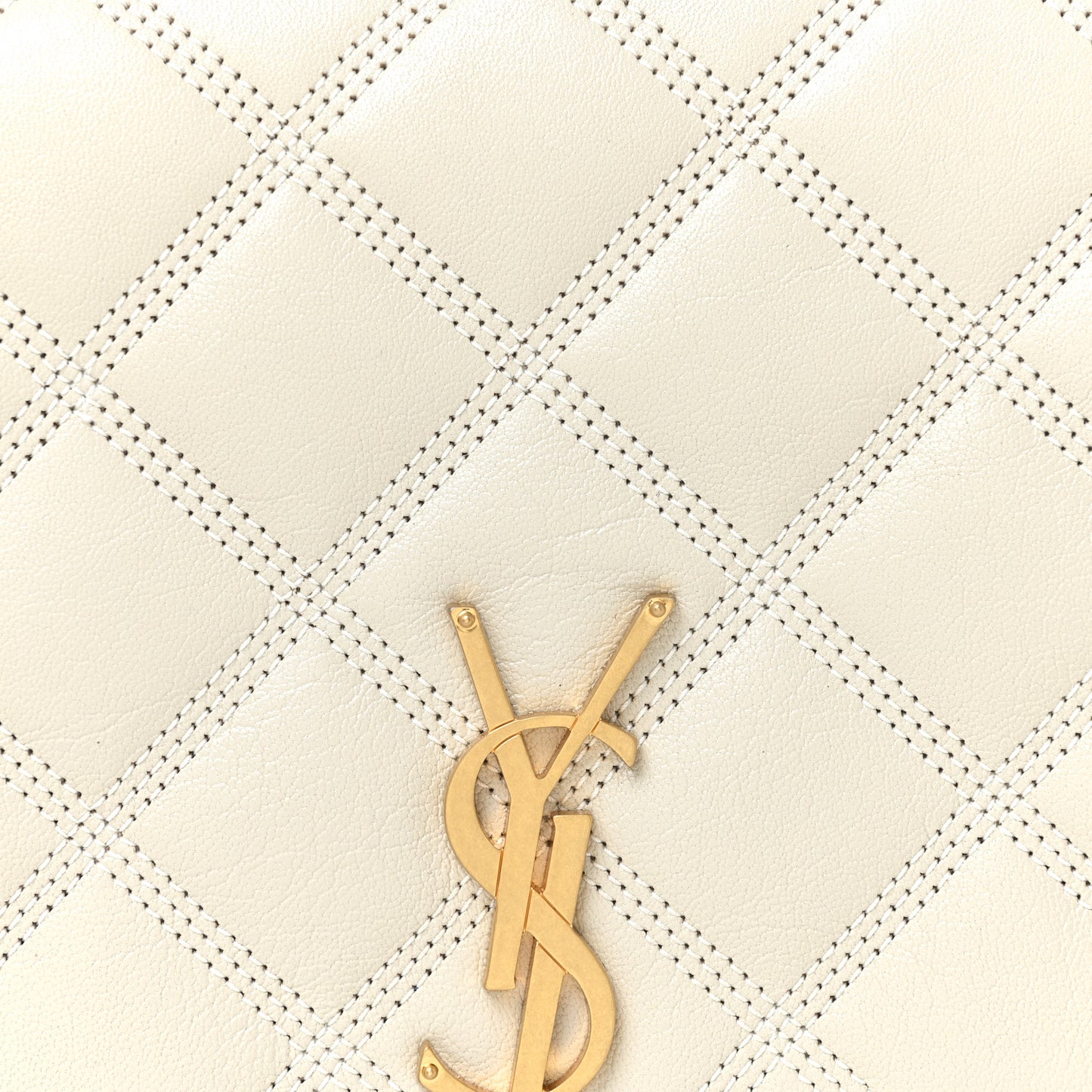Lambskin Diamond Quilted Becky Chain Wallet Blanc Vintage