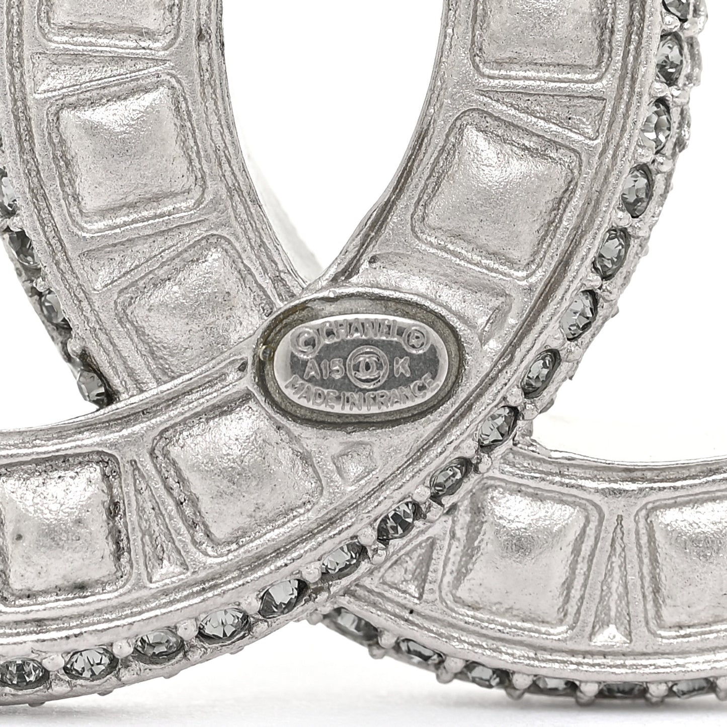 Baguette Crystal CC Brooch Silver Black