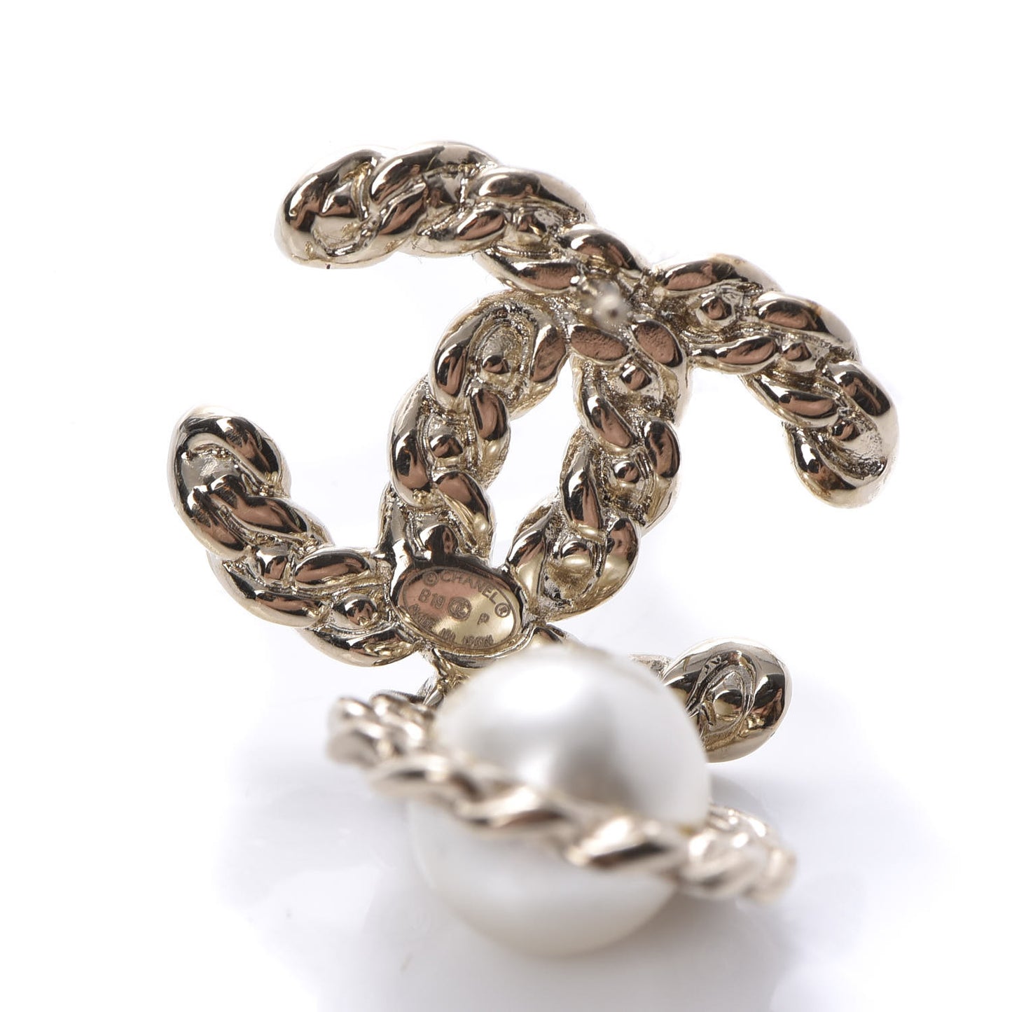 Crystal Pearl Pearls Coronation CC Drop Earrings Gold