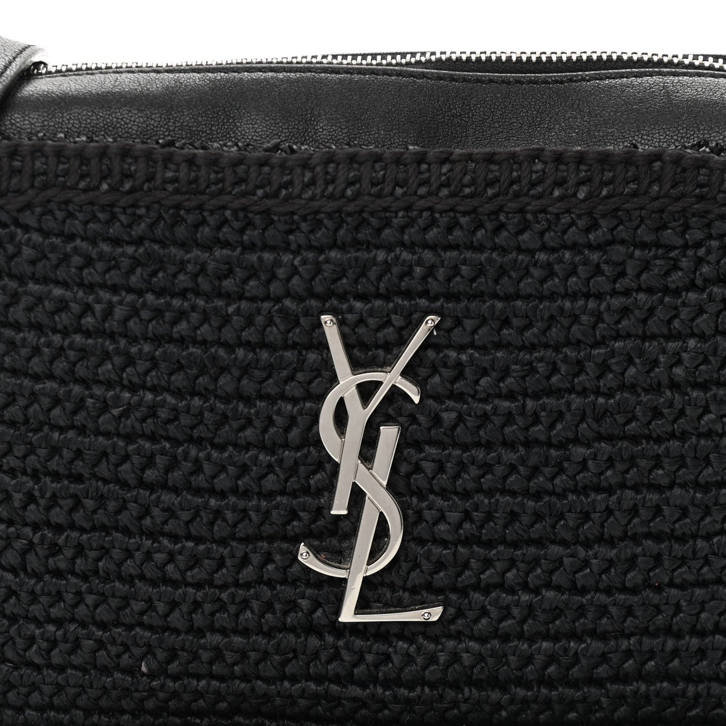 Raffia Canvas Monogram Lou Camera Bag Black