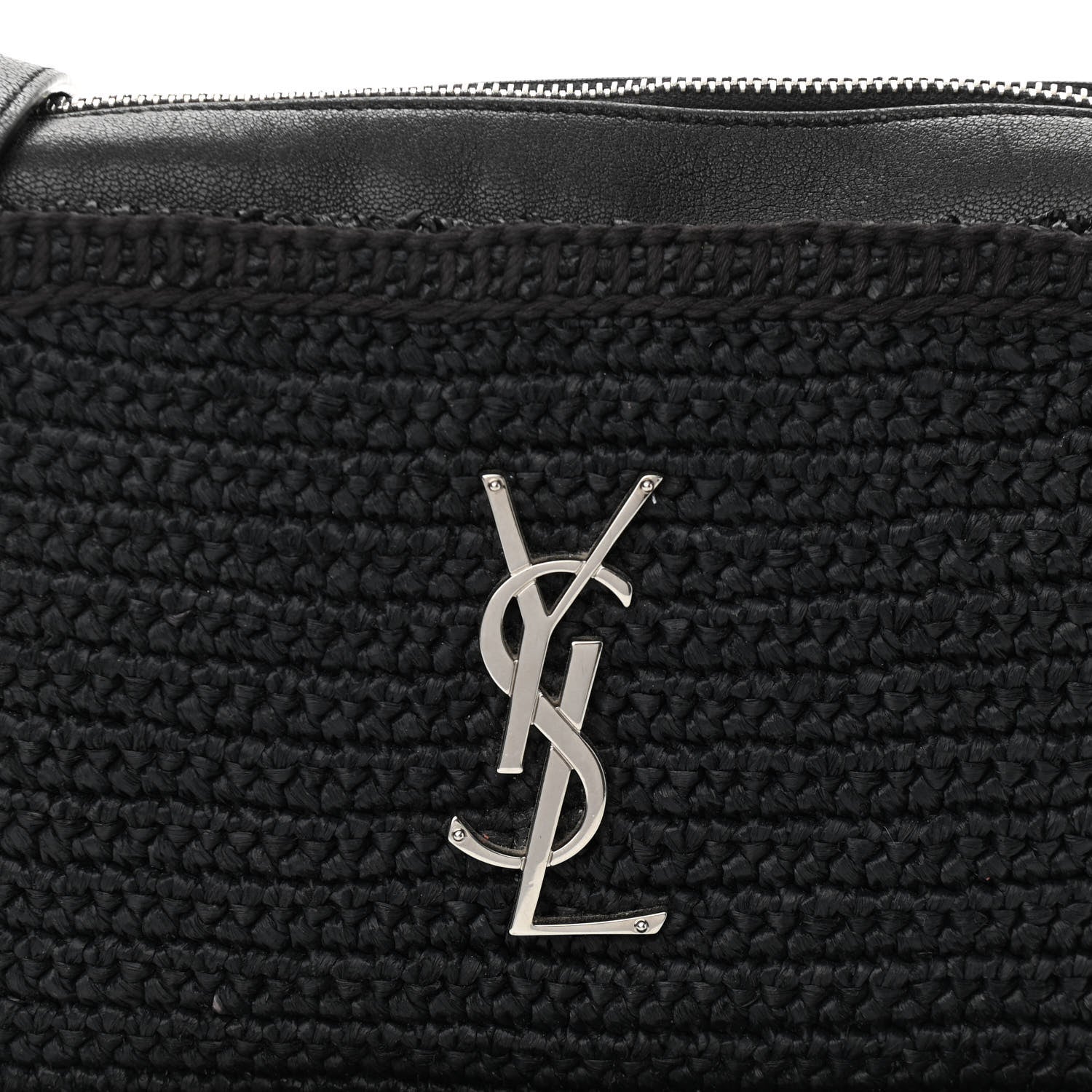 Saint Laurent Raffia Canvas Monogram Lou Camera Bag Black 8 of 11