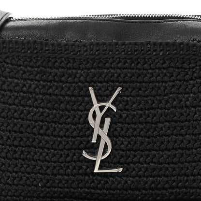 Saint Laurent Raffia Canvas Monogram Lou Camera Bag Black 8 of 11