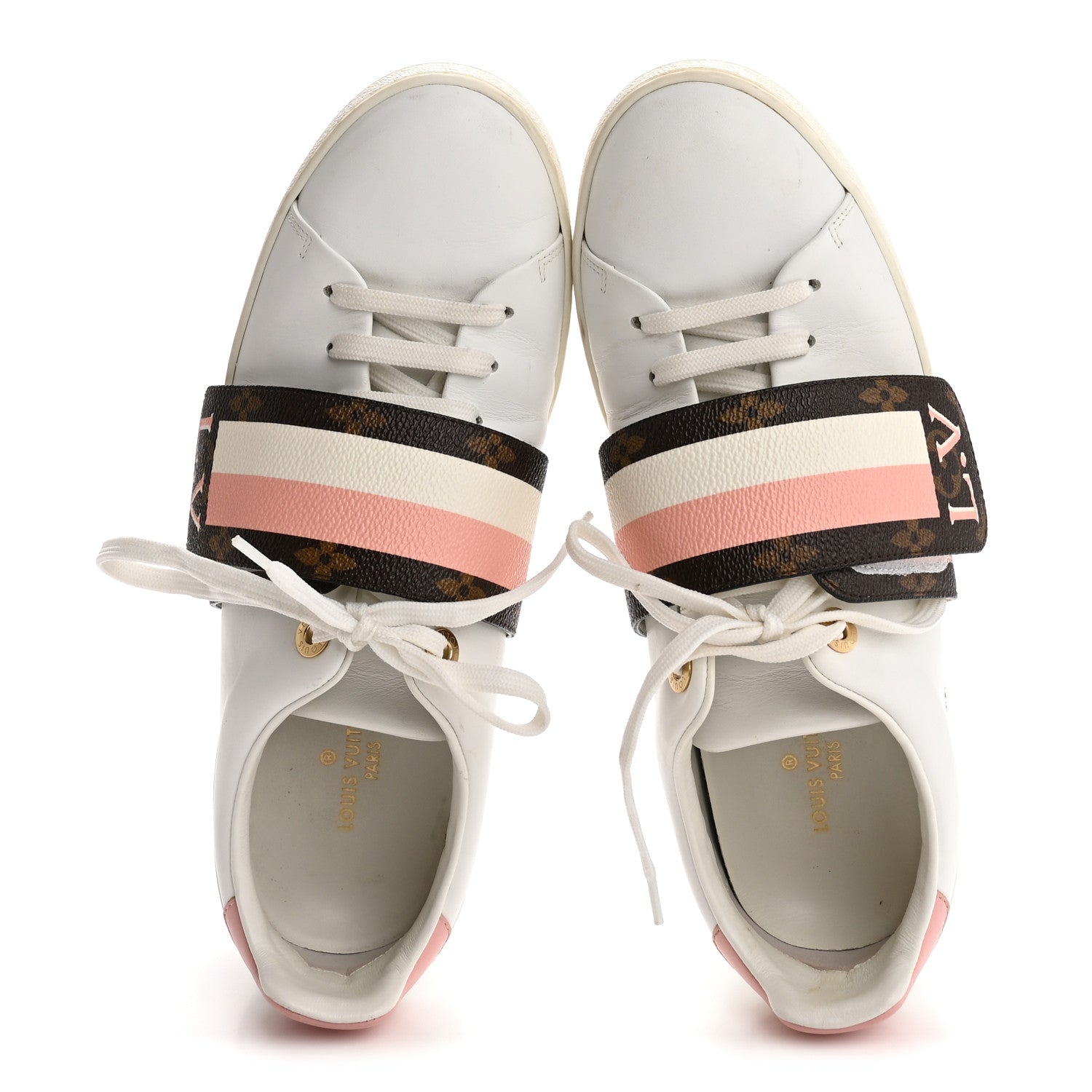 Louis Vuitton Calfskin Monogram Striped Frontrow Sneakers 38.5 White 2 of 11