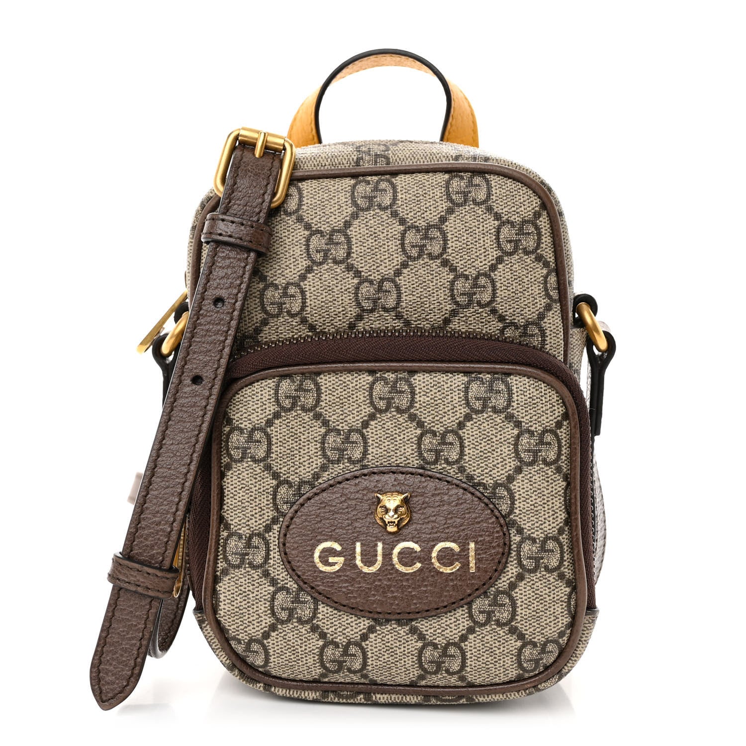 Gucci GG Supreme Monogram Mini Neo Vintage Double Zip Messenger Bag Beige New Acero Crop 1 of 11