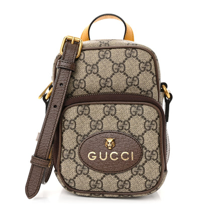 Gucci GG Supreme Monogram Mini Neo Vintage Double Zip Messenger Bag Beige New Acero Crop 1 of 11