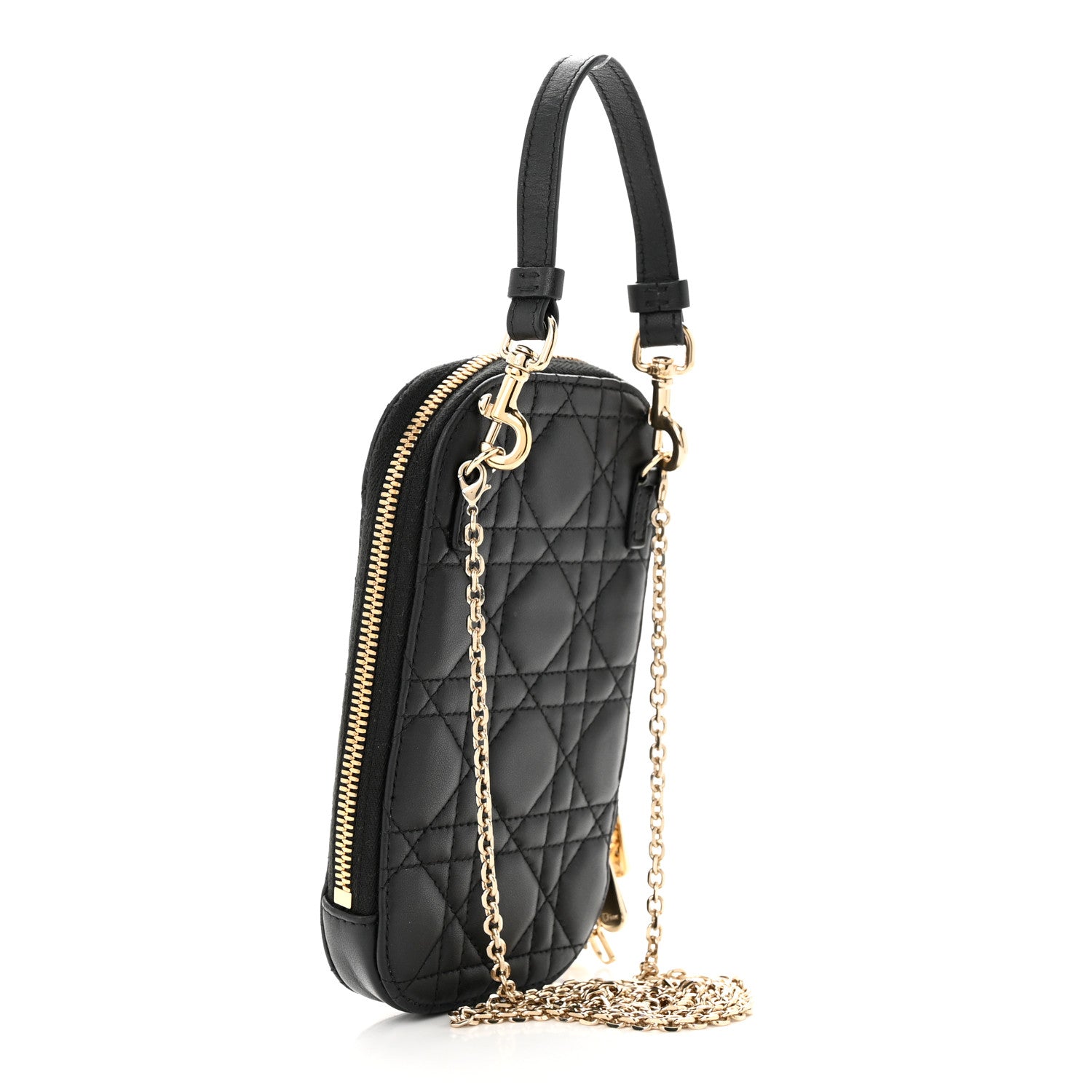 Christian Dior Lambskin Cannage Lady Dior Phone Holder Black 3 of 8