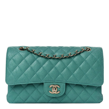 Chanel Iridescent Caviar Quilted Medium Double Flap Green 1 of 10