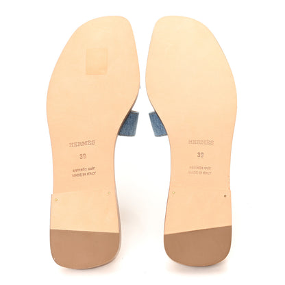 Hermes Denim Canvas Oran Sandals 39 Bleu Clair 6 of 10