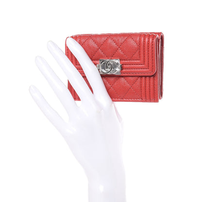 Chanel Caviar Quilted Small Boy Flap Wallet Red 2 of 9