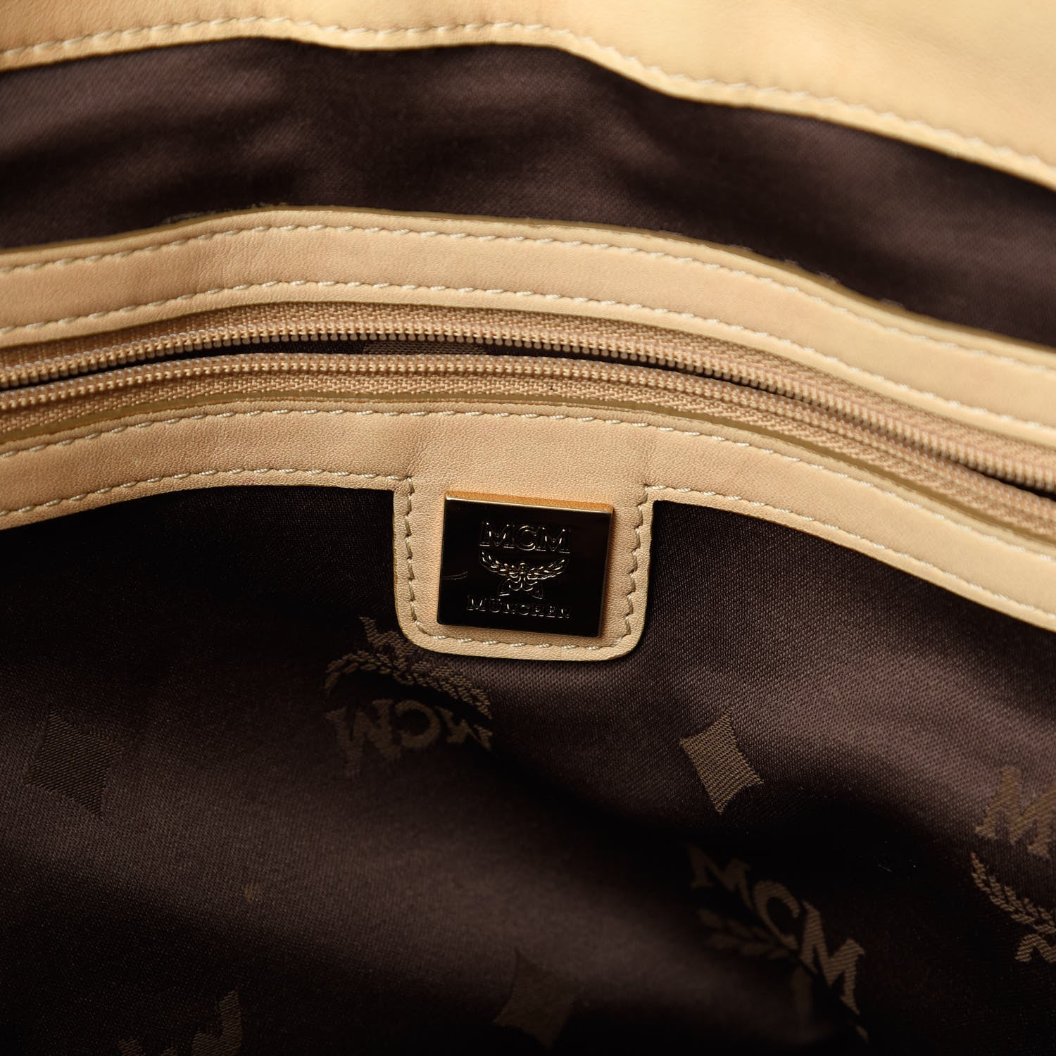 MCM Visetos Medium Essentials Shopper Tote Beige 8 of 10