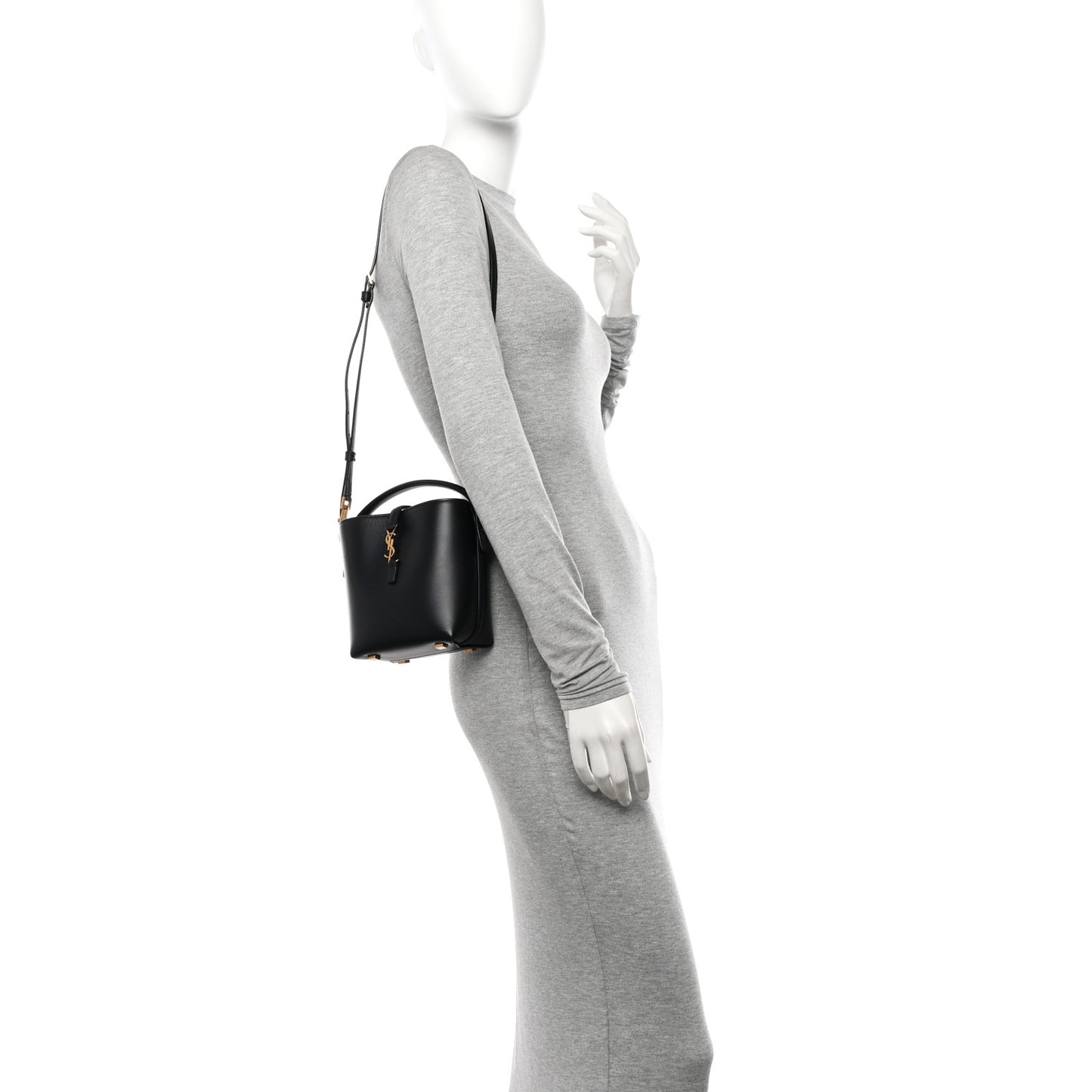 Shiny Calfskin Le 37 Mini Bucket Bag Black