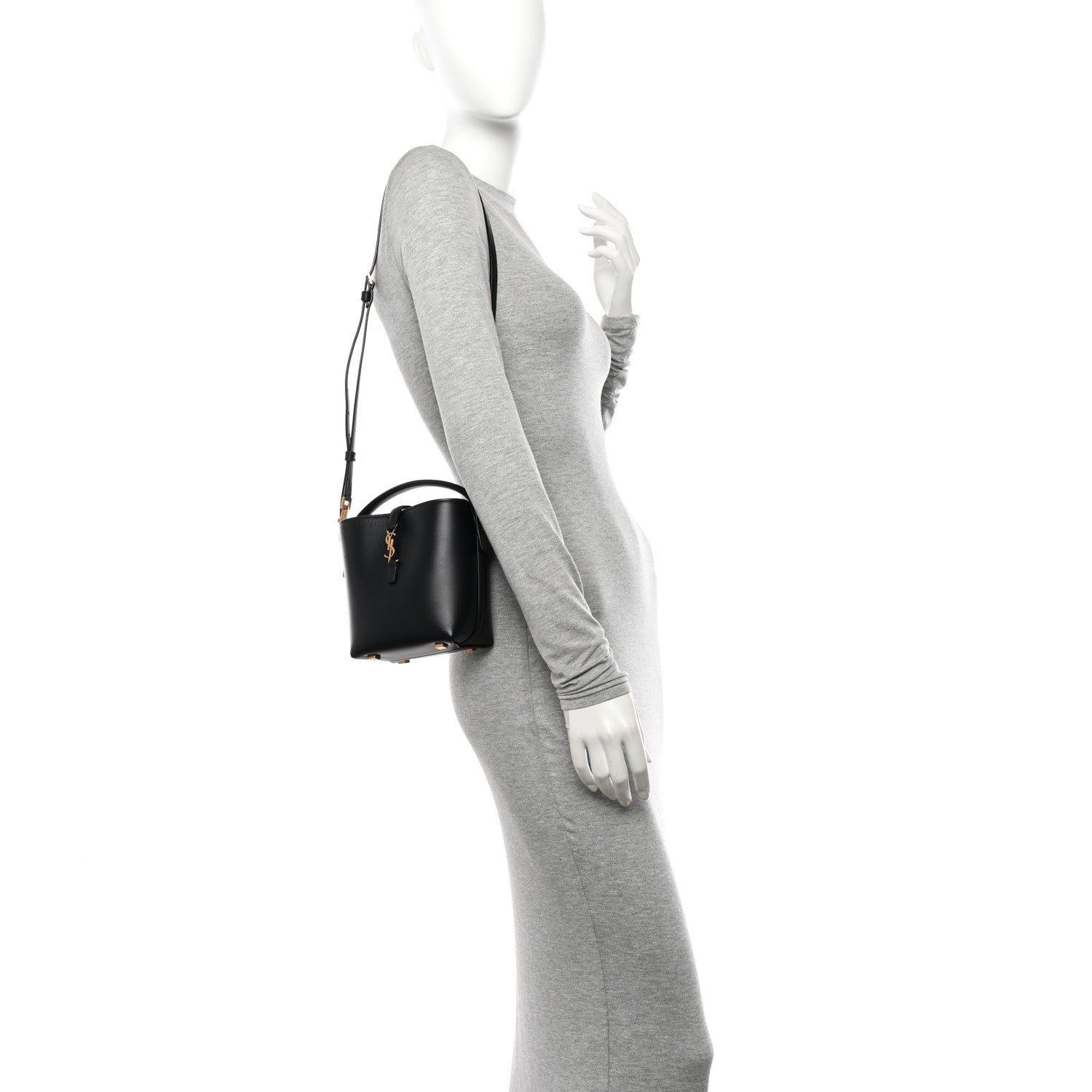 Saint Laurent Shiny Calfskin Le 37 Mini Bucket Bag Black 2 of 10