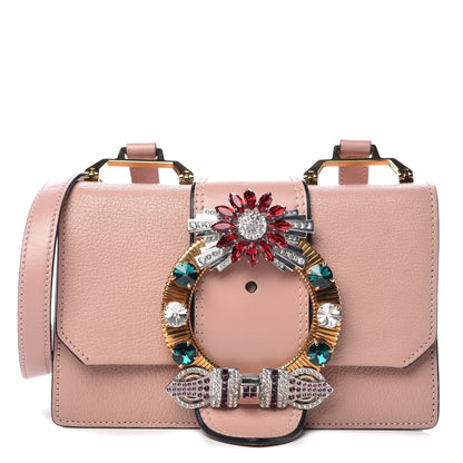 Miu Miu Goatskin Madras Soft Calfskin Crystal Embellished Shoulder Bag Orchidea 1 of 14