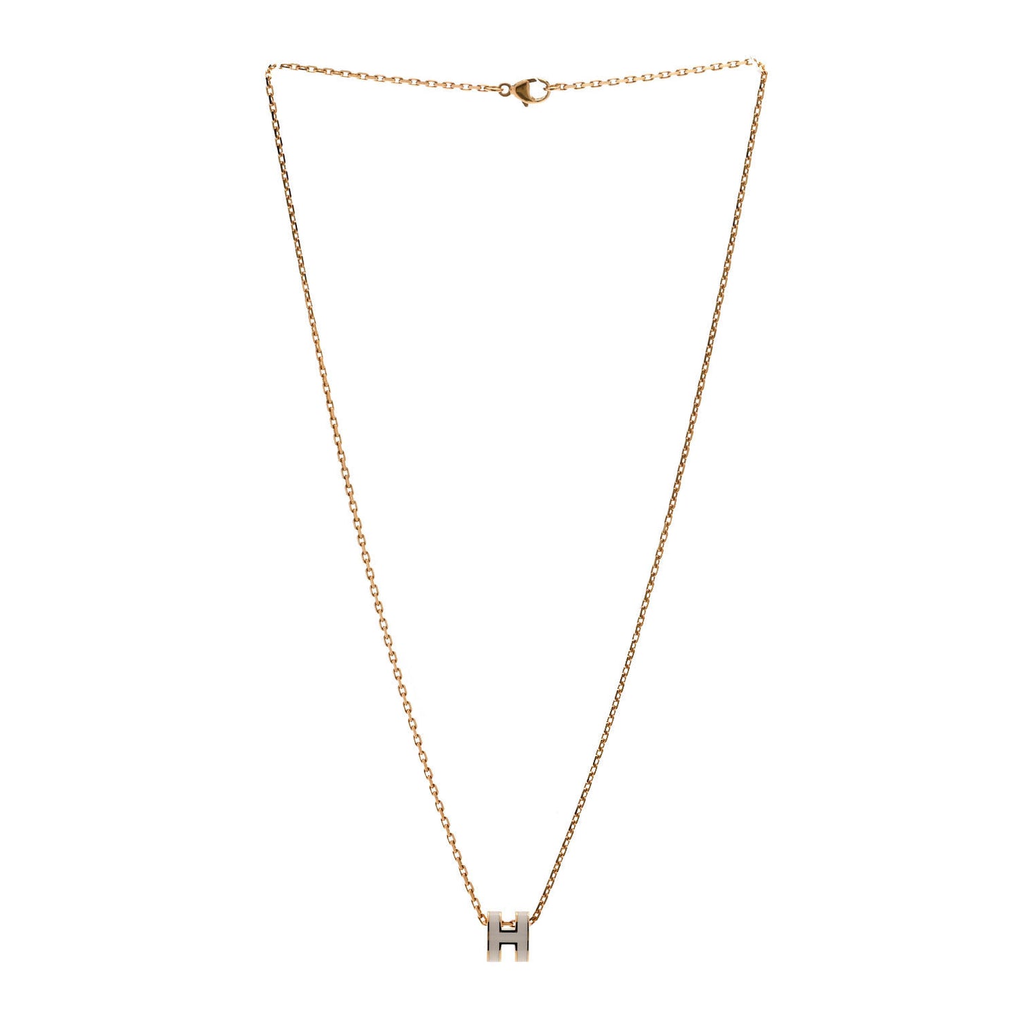 Lacquered Gold Mini Pop H Pendant Necklace White