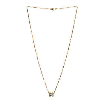 Hermes Lacquered Gold Mini Pop H Pendant Necklace White 3 of 8