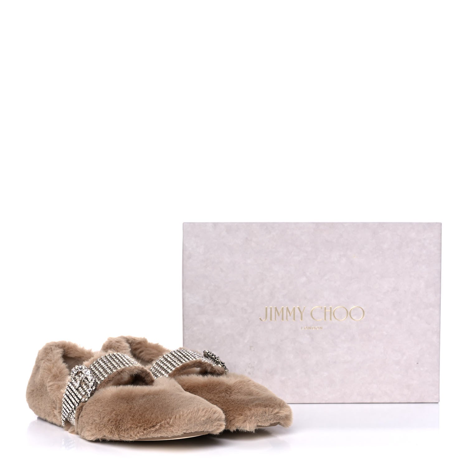 Jimmy Choo Faux Fur Crystal Krista Flats 41 Teddy 9 of 9