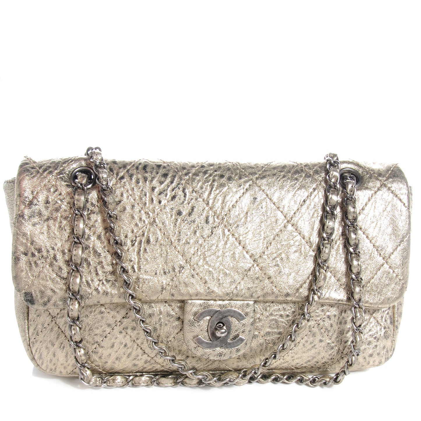 Distressed Lambskin Le Marais Ligne Flap Gold