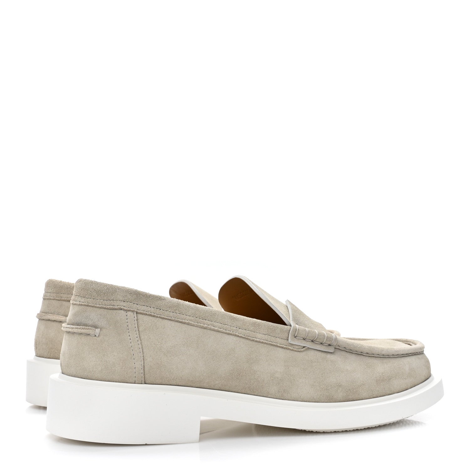 Hermes Suede Goatskin Mens Guillaume Loafers 43.5 Beige Argile 4 of 9