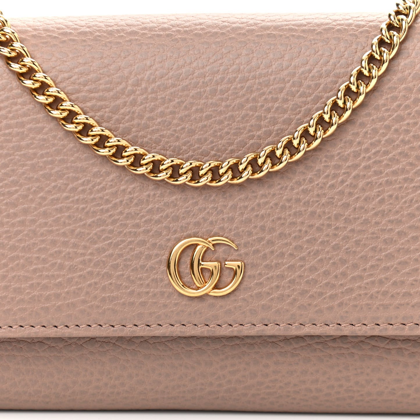 Dollar Calfskin Petite GG Marmont Wallet Chain Bag Porcelain Rose
