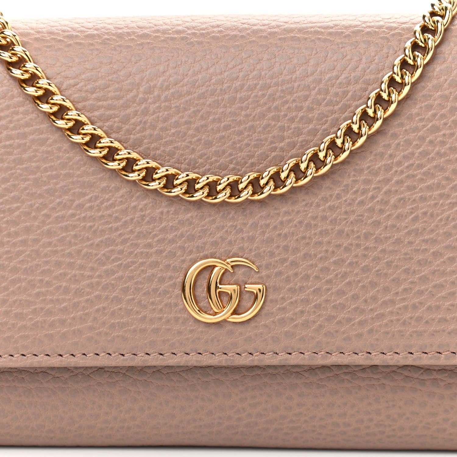 Gucci Dollar Calfskin Petite GG Marmont Wallet Chain Bag Porcelain Rose 9 of 12