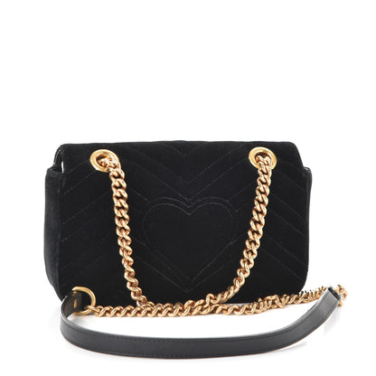 Gucci Velvet Matelasse Mini GG Marmont Shoulder Bag Black 3 of 7