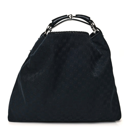 Gucci Monogram Large Horsebit Chain Hobo Black 1 of 11