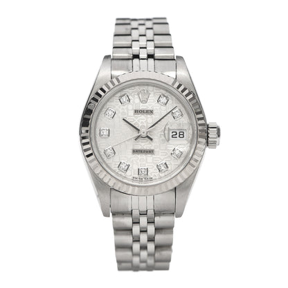 Rolex Stainless Steel 18K White Gold Diamond 26mm Oyster Perpetual Datejust Watch Silver Jubilee 79174 1 of 7