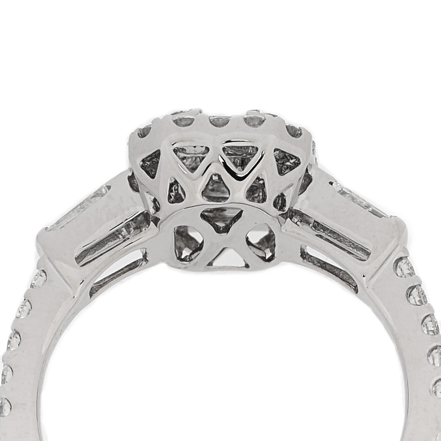 18K White Gold Diamond .75ct Baguette Cut Ring 49 5