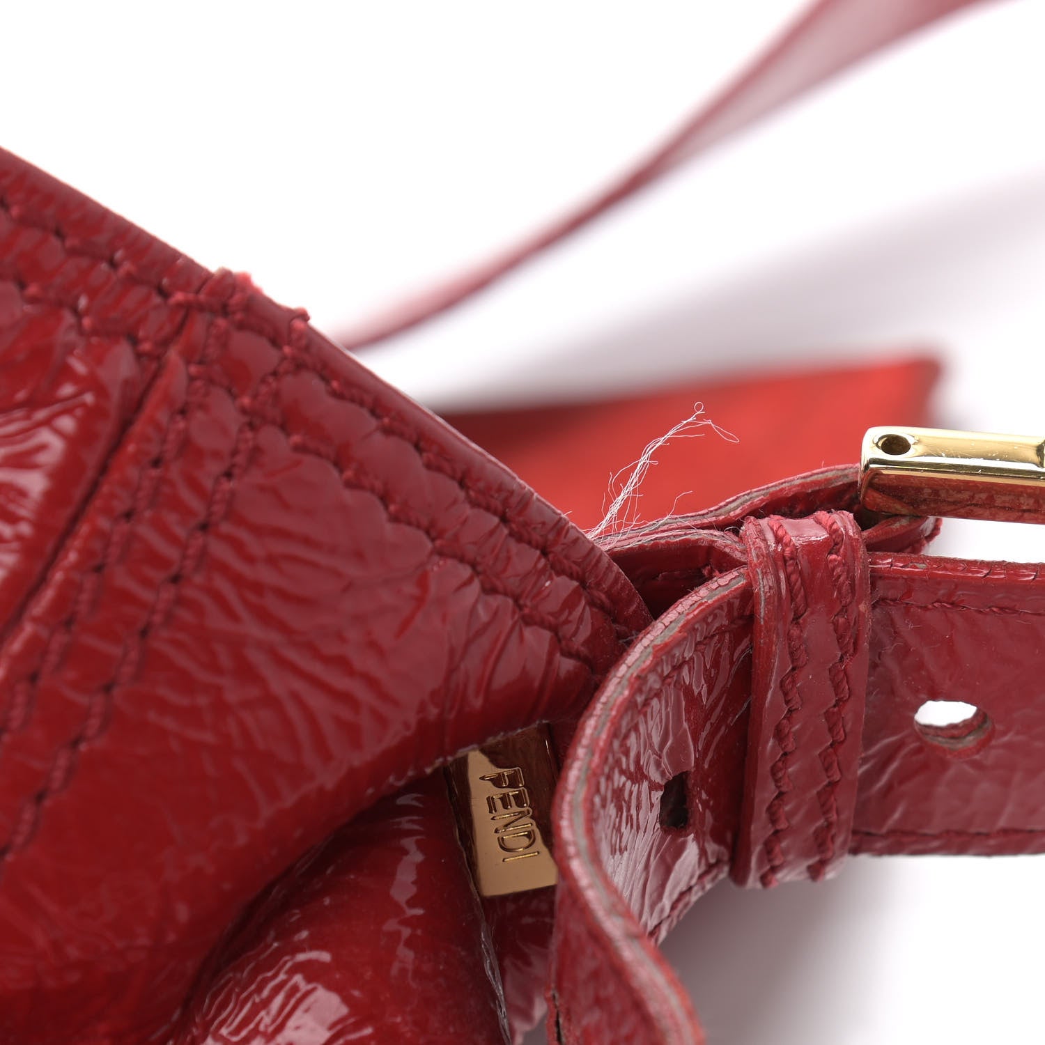 Fendi Vitello Naplak Large Convertible Baguette Rosso 11 of 14