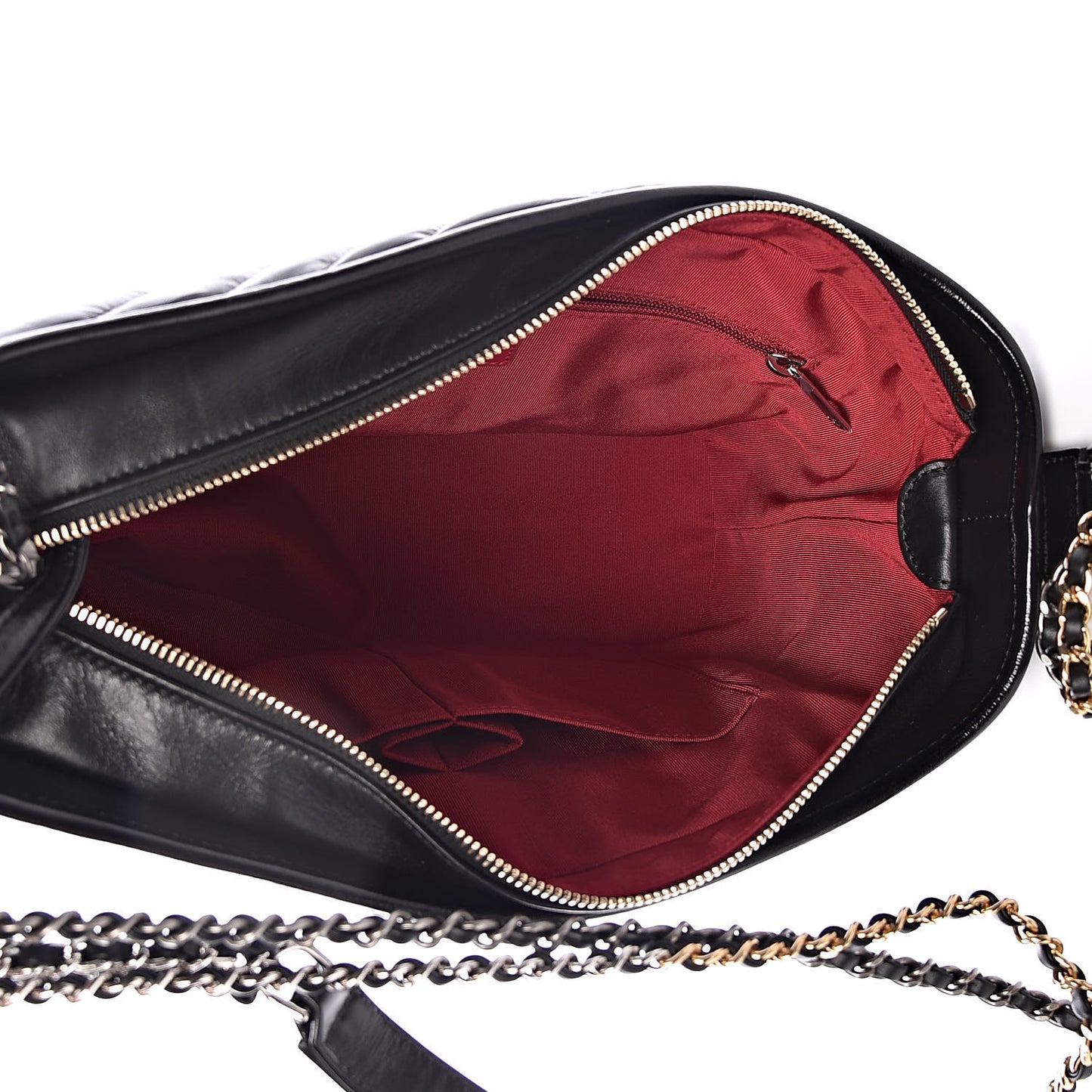 Aged Calfskin Chevron Quilted Medium Gabrielle Hobo Black