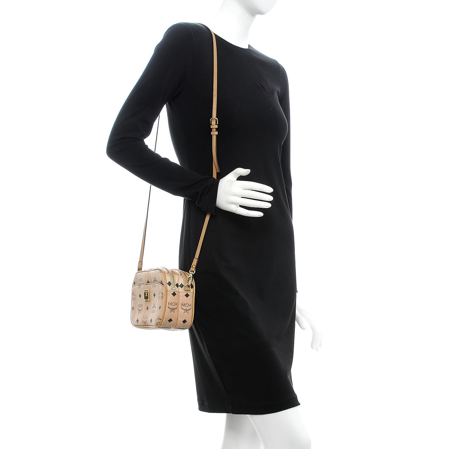 MCM Striped Visetos Mini Crossbody Bag Beige 2 of 14