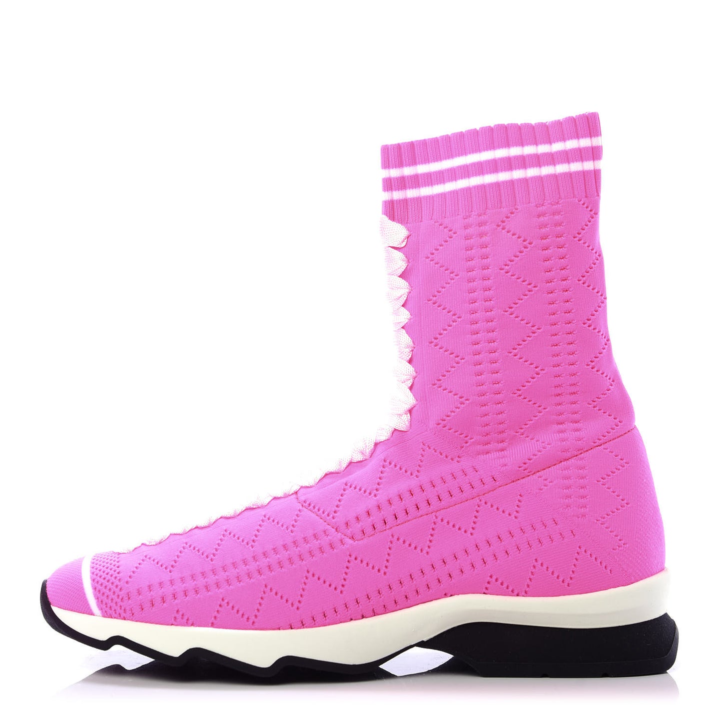Stretch Knit Womens Sock Sneakers 38.5 Fluorescent Pink White