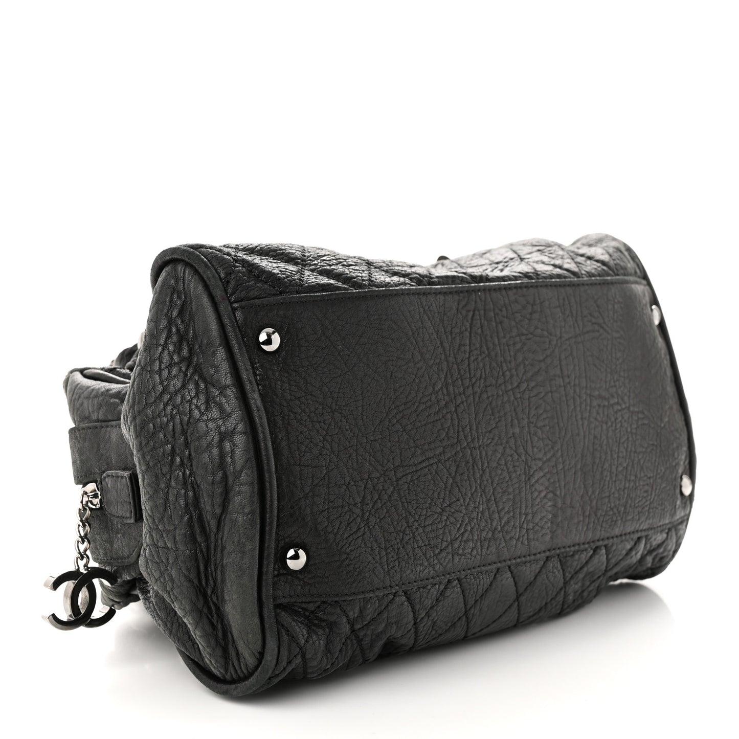 Distressed Lambskin Lady Braid Bowler Black