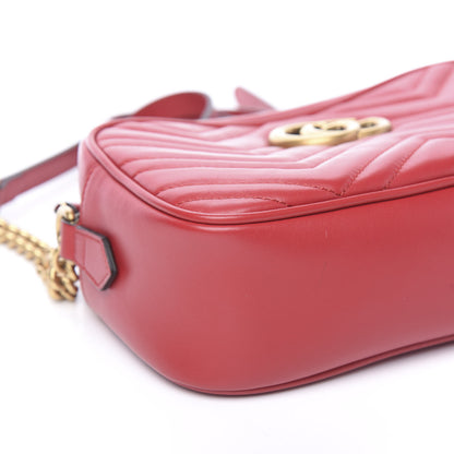 Gucci Calfskin Matelasse Small GG Marmont Chain Shoulder Bag Hibiscus Red 7 of 10