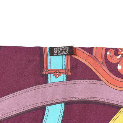 Hermes Silk Cavalcadour Maxi Twilly Bordeaux Canard Fuchsia 2 of 6