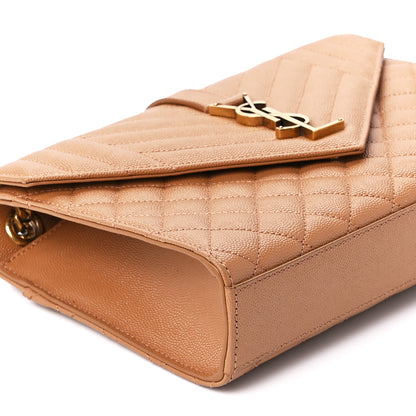 Saint Laurent Grain De Poudre Mixed Matelasse Triquilt Monogram Chain Wallet Dune 11 of 12