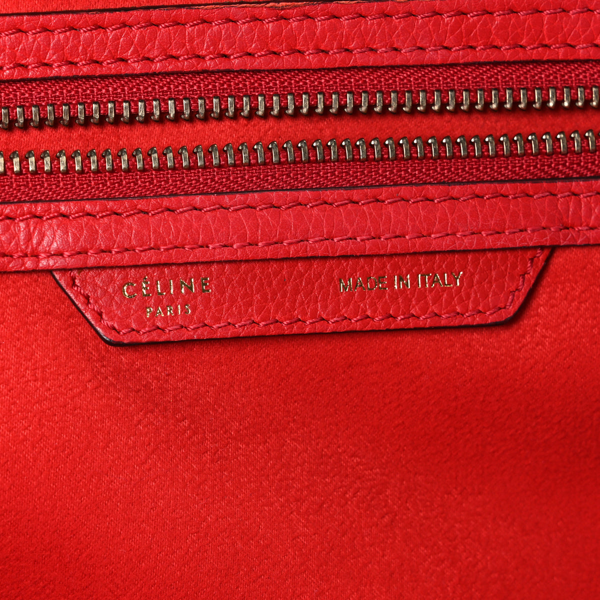 Celine Drummed Calfskin Mini Luggage Coquelicot 6 of 11