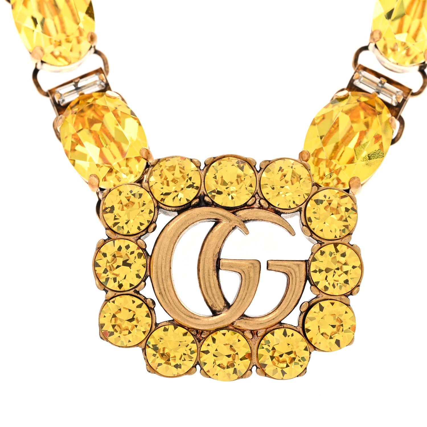 Gucci Metal Crystal GG Marmont Necklace Gold Yellow 4 of 9