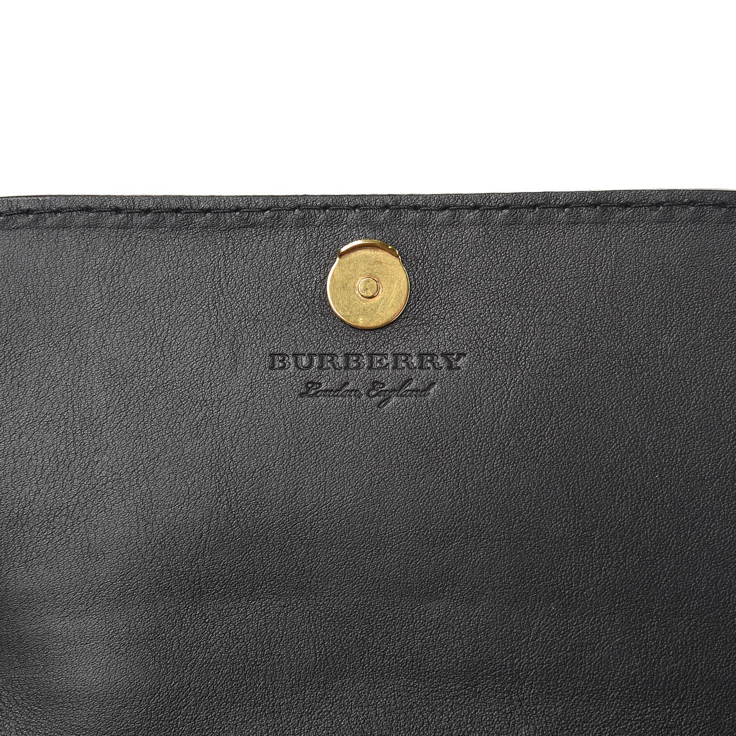 Calfskin Logo Embossed Chain Wallet Black