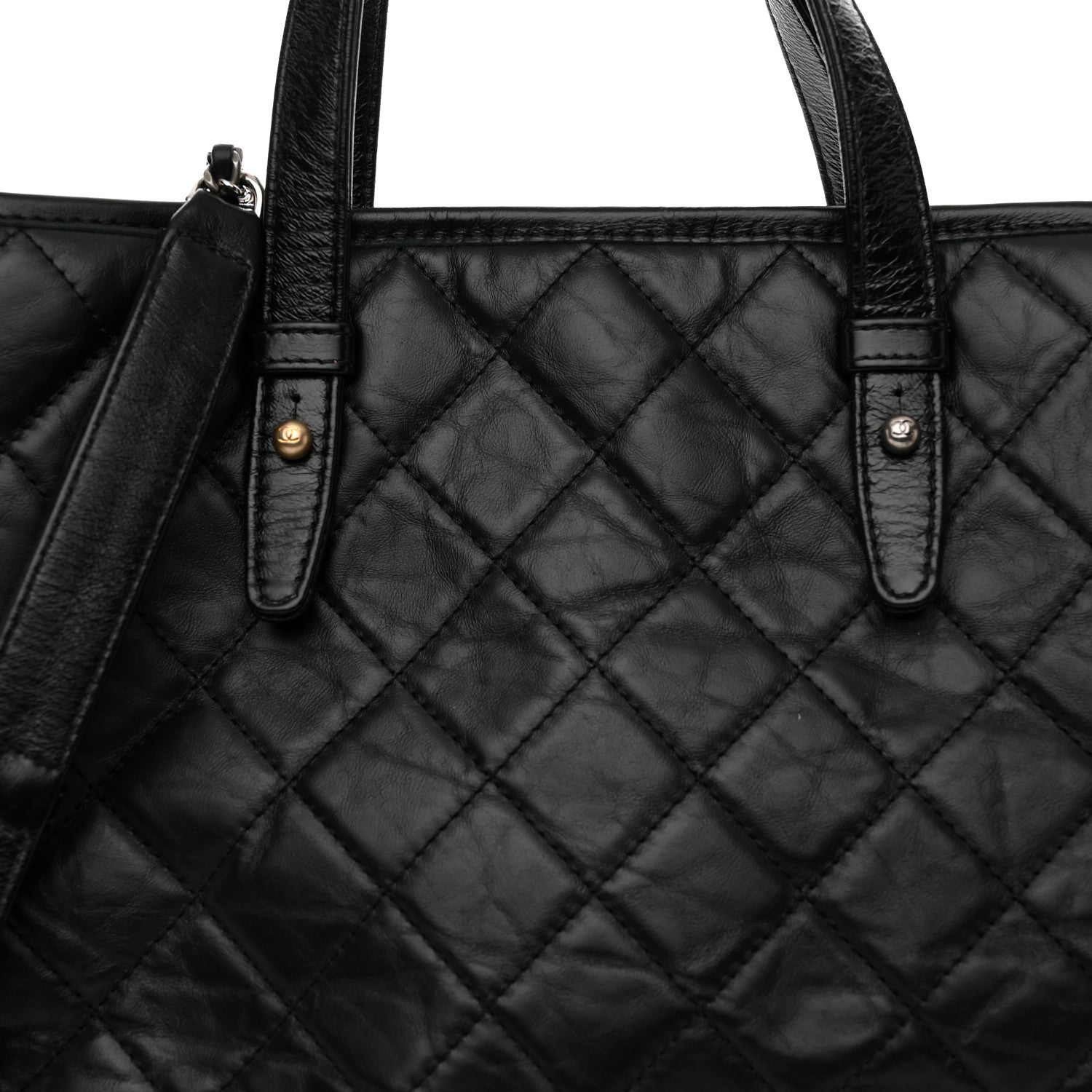 Chanel Aged Calfskin Quilted Large Gabrielle Shopping Tote Black 8 of 10