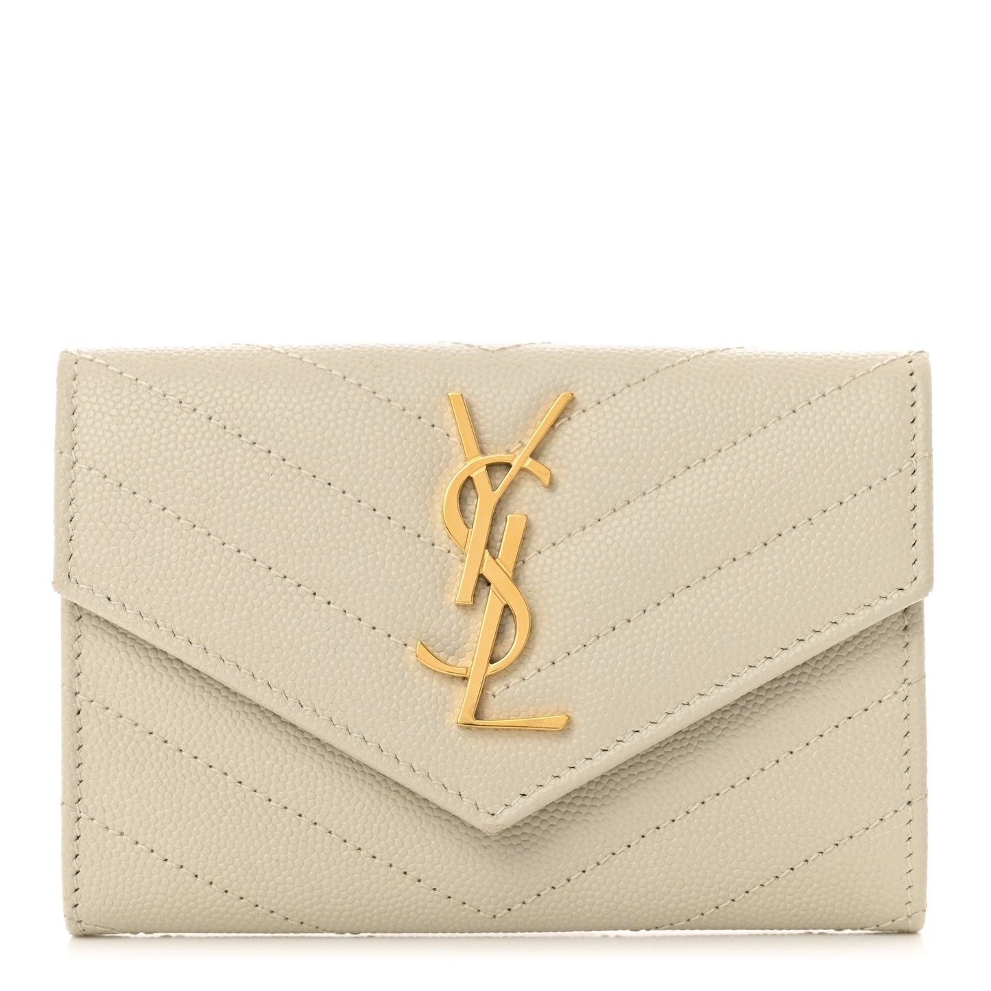 Grain De Poudre Matelasse Chevron Small Monogram Envelope Wallet Crema Soft