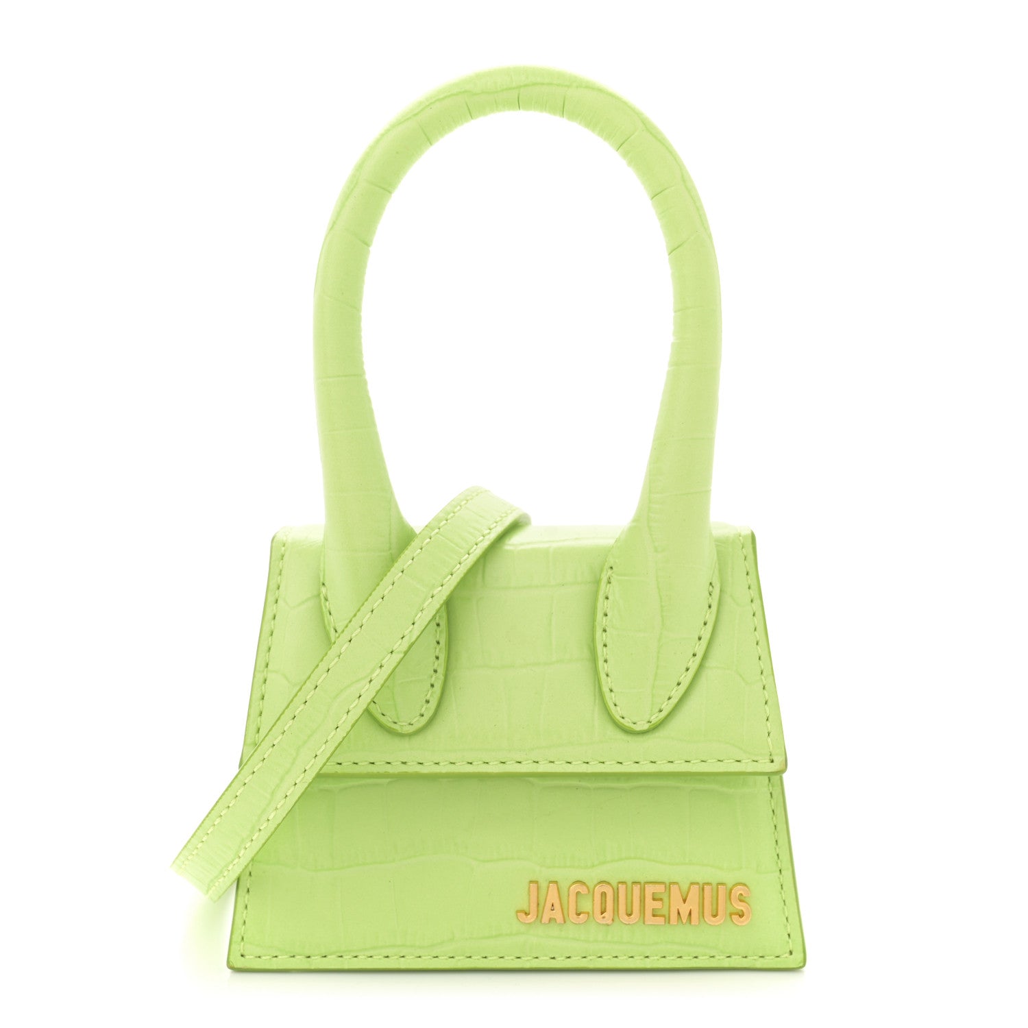 Jacquemus Calfskin Crocodile Embossed Le Chiquito Light Green 1 of 9