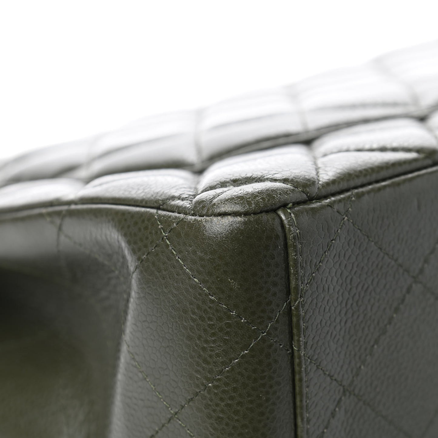 Caviar Quilted Maxi Double Flap Dark Green