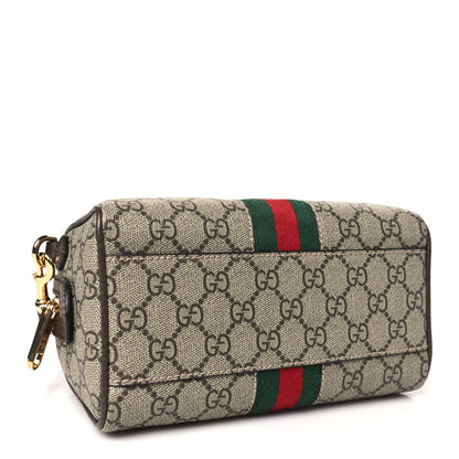 Gucci GG Supreme Monogram Textured Dollar Calfskin Web Mini Ophidia Top Handle Bowler Bag Beige Ebony New Acero 4 of 10